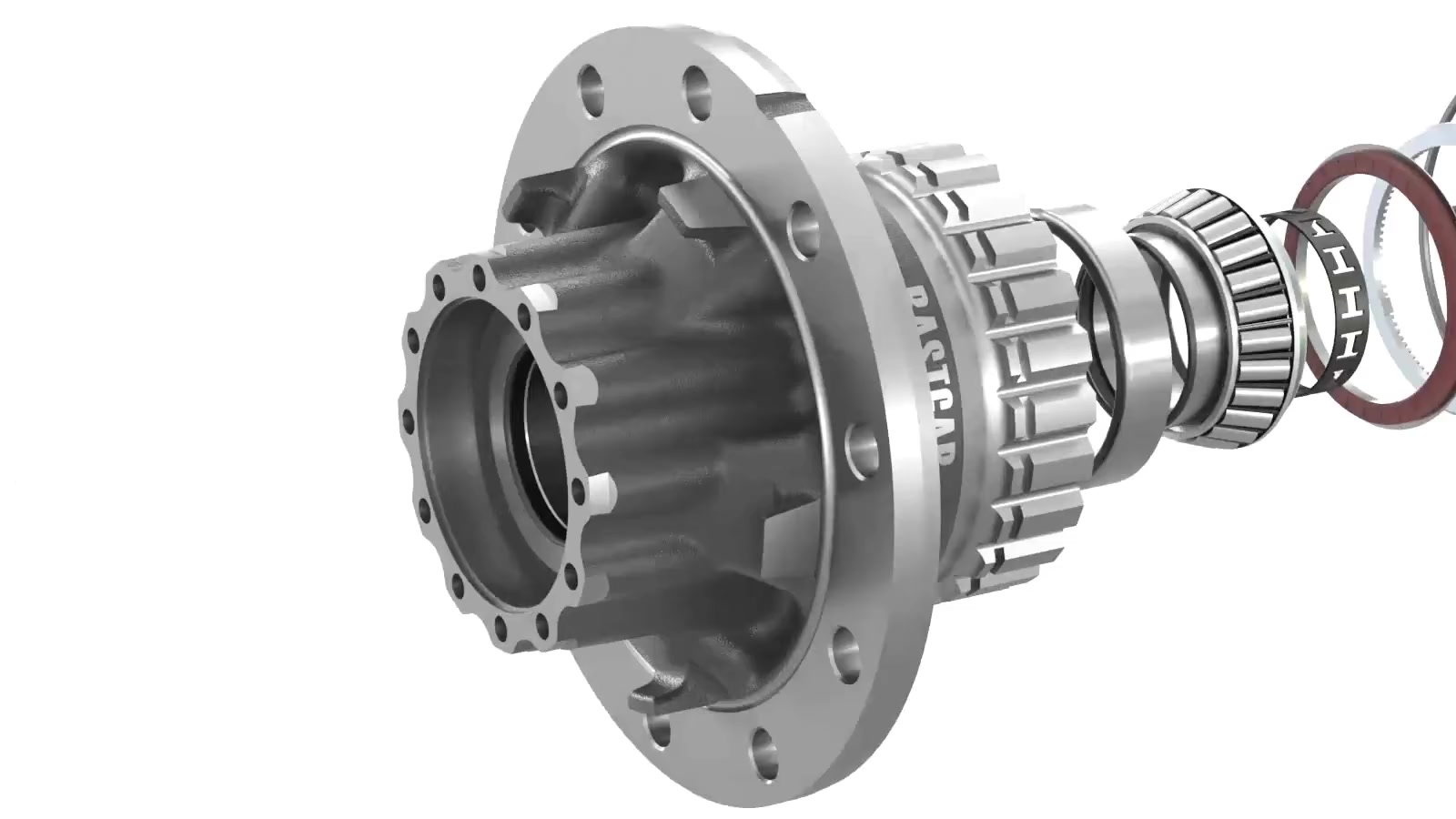 Exploded view of a Rastgar wheel end assembly