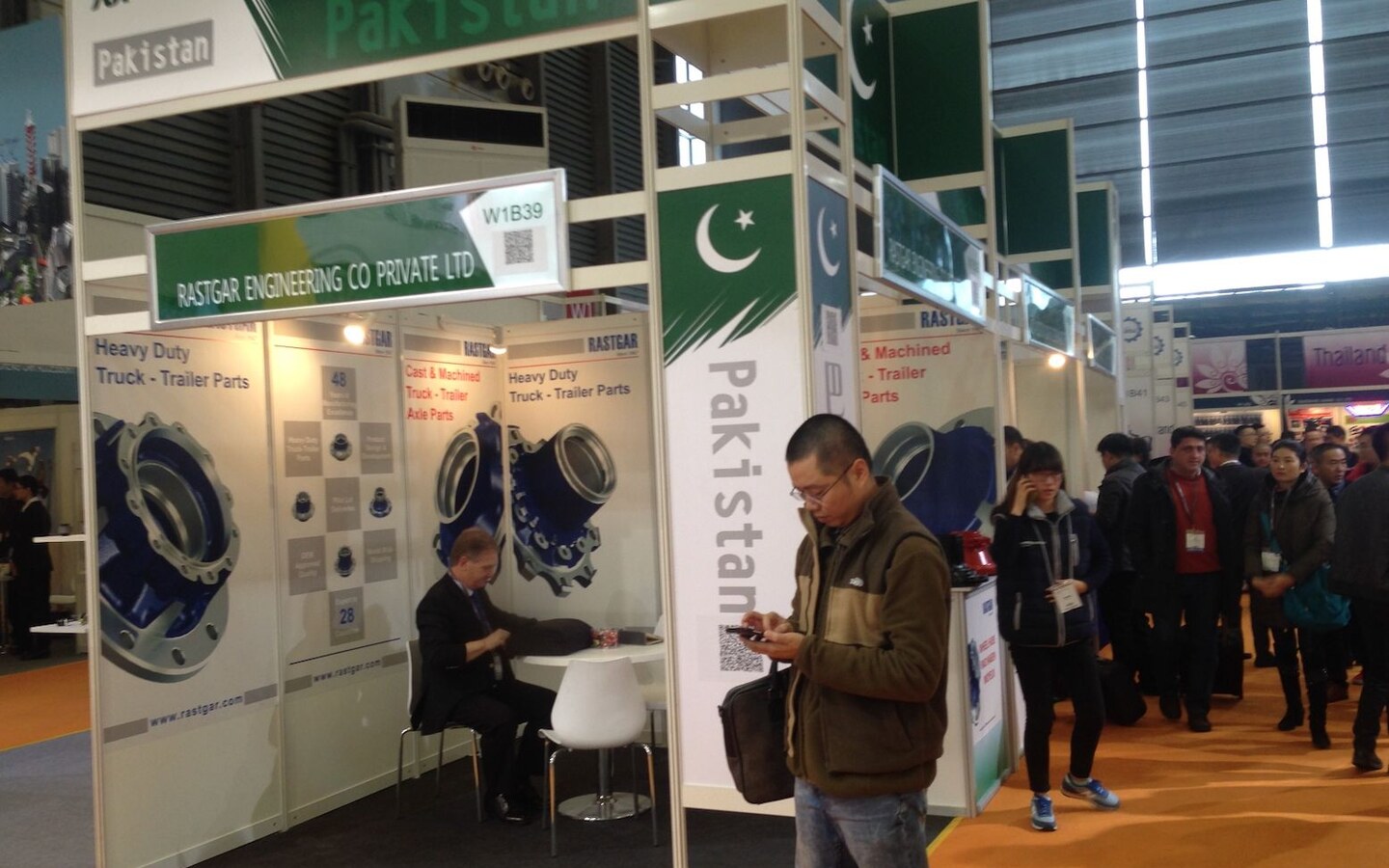 Rastgar Engineering Co Private Ltd stand beside the Pakistan flag display, Automechanika Shanghai 2014